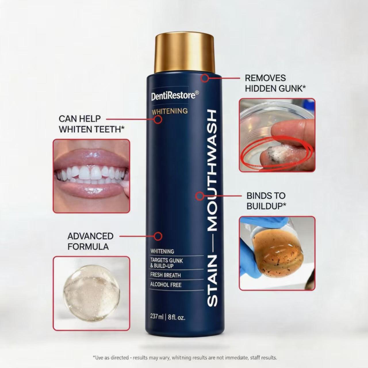 DentiRestore | Whitening Mouthwash: Rinse Away Stains, Reveal Your Brightest Smile