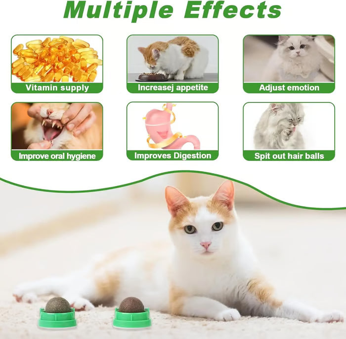 😺BUY 1 GET 1 FREE,Happy Cat, Healthy Life: 🐾4-Flavor Self-Adhesive Catnip Balls