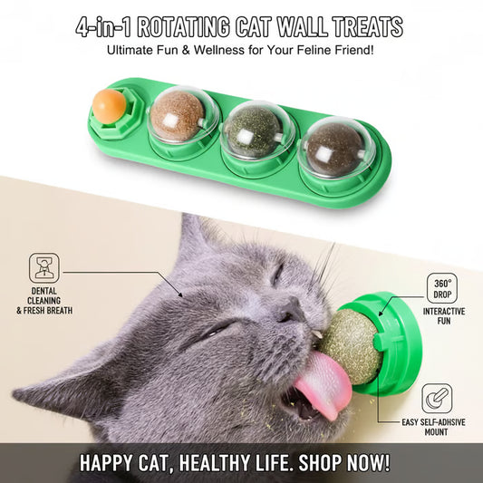 😺BUY 1 GET 1 FREE,Happy Cat, Healthy Life: 🐾4-Flavor Self-Adhesive Catnip Balls