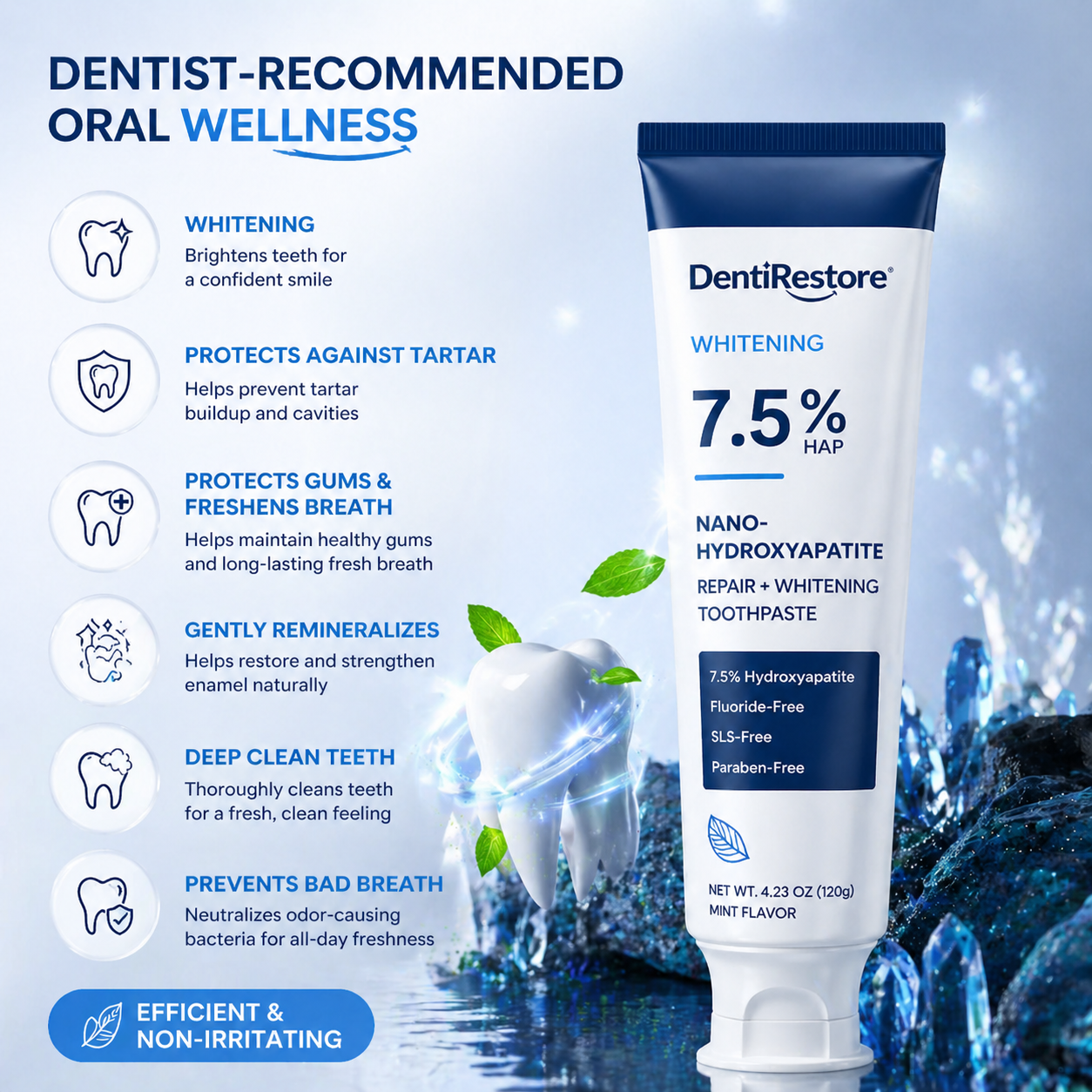 DentiRestore | Restore Your Enamel Naturally — 7.5% Nano-Hydroxyapatite