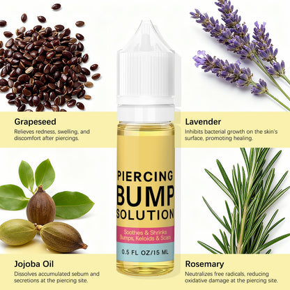 Piercing Bump Solution - Soothing Essential Oil for Piercing Bumps Keloids & Scars - 15ml Gentle Blend with Rosemary Tea Tree for Nose Ears Body Piercings