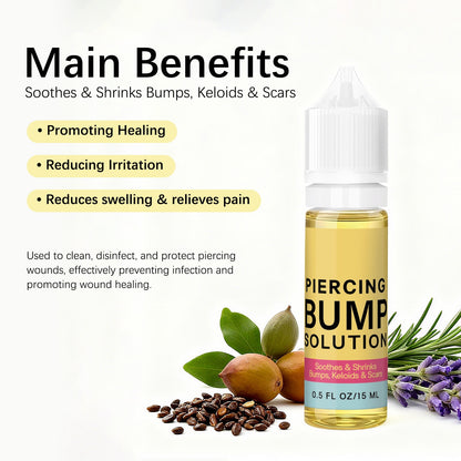 Piercing Bump Solution - Soothing Essential Oil for Piercing Bumps Keloids & Scars - 15ml Gentle Blend with Rosemary Tea Tree for Nose Ears Body Piercings