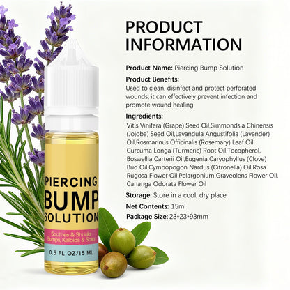 Piercing Bump Solution - Soothing Essential Oil for Piercing Bumps Keloids & Scars - 15ml Gentle Blend with Rosemary Tea Tree for Nose Ears Body Piercings