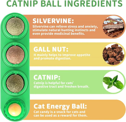 😺BUY 1 GET 1 FREE,Happy Cat, Healthy Life: 🐾4-Flavor Self-Adhesive Catnip Balls