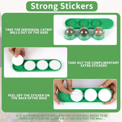 😺BUY 1 GET 1 FREE,Happy Cat, Healthy Life: 🐾4-Flavor Self-Adhesive Catnip Balls
