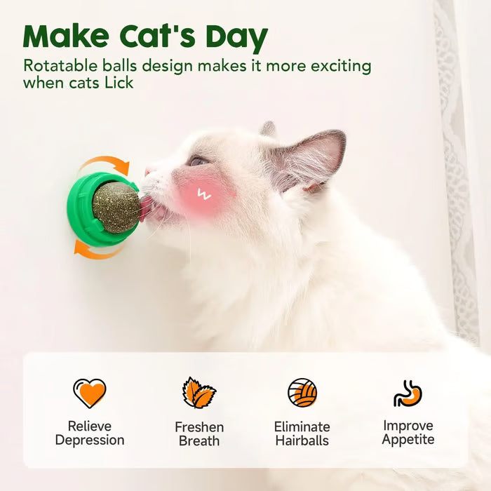 😺BUY 1 GET 1 FREE,Happy Cat, Healthy Life: 🐾4-Flavor Self-Adhesive Catnip Balls