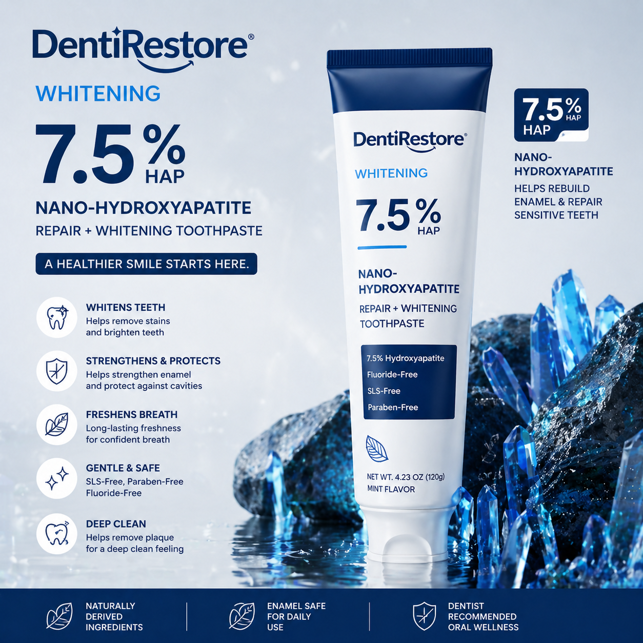 DentiRestore | Restore Your Enamel Naturally — 7.5% Nano-Hydroxyapatite